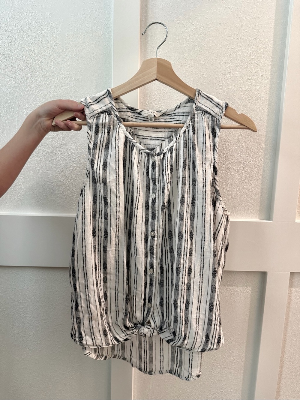 Lucky Brand Black and White Striped Button-Front Camisole